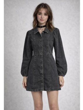 Free People | Dresses | Free People Blue Denim Long Sleeve Dress | Poshmark